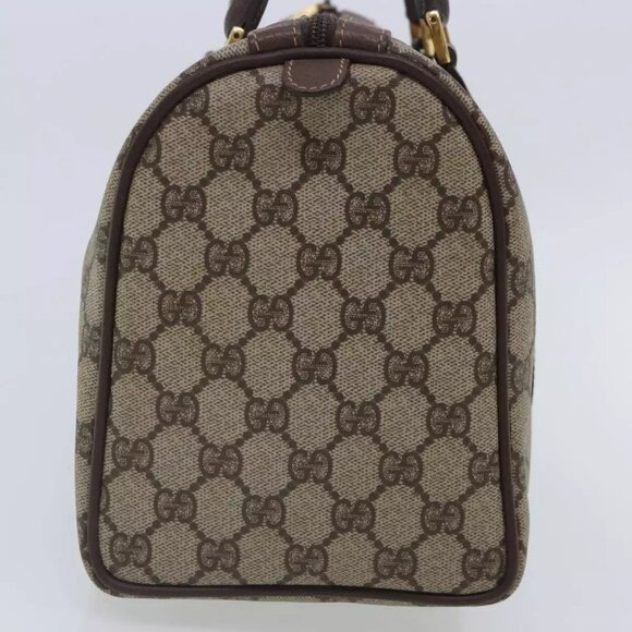GUCCI GG Supreme Web Sherry Line Boston Bag PVC Beige Gold 40 20 007 Auth - Picture 8 of 16